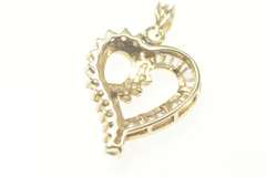 10K Yellow Gold 0.70 Ctw Round & Baguette Diamond Heart Pendant