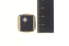 10K Yellow Gold Art Deco Ornate Black Onyx Diamond Accent Ring