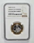 PF70 UCAM 2000-W $10 Library Of Congress Commem. Bimetallic Coin - NGC