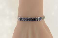 18K White Gold 4.00 Ctw Sapphire Squared Cluster Statement Bracelet