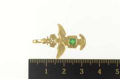 18K Yellow Gold Peruvian Natural Emerald Tribal Figure Charm/Pendant