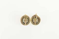 14K Yellow Gold Pearl Diamond Accent Circle Simple Stud Earrings