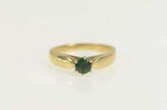 14K Yellow Gold Classic Round Syn. Emerald Solitaire Ring