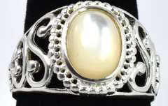 Sterling Silver Ring With An Iridescent Stone