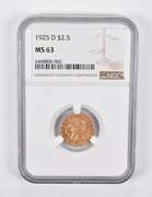 MS63 1925-D $2.50 Indian Head Gold Quarter Eagle NGC