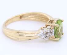 Charming Yellow Gold Peridot and Diamond Ring