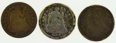 lot of 3 1847, 1856 and 1857 Seated Liberty Half Dime US Coin