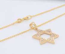 Fancy Yellow Gold Diamond Star of David Pendant on Chain