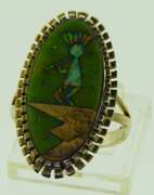 Sterling Silver Inlay Novelty Little Girl Playing Music Ring