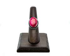 Oval Red Spinel Stone in Tibetan Silver Ring