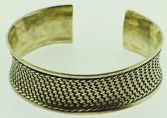 Sterling Silver Wide Curved Woven Cuff