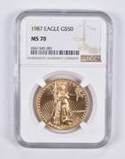 MS70 1987 $50 American Gold Eagle 1 Oz. .999 Fine Gold NGC
