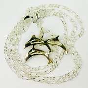 Sterling Silver Trio of Dolphins Necklace