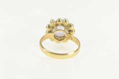 14K Yellow Gold Retro Amethyst Seed Pearl Halo Cocktail Ring