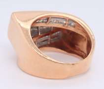 Great Yellow Gold Emerald and Princess Cut Diamond Gent's Ring