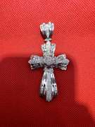 RELIGIOUS 14K WHITE GOLD CROSS WITH 2.00 CARATS DIAMOND IN TOTAL