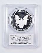 PR70 DCAM 2020-W American Silver Eagle V75 Privy Mark FDOI Signed PCGS