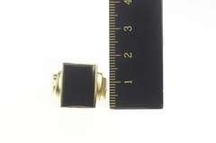 10K Yellow Gold Classic Squared Black Onyx Retro Statement Ring