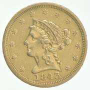 1843 $2.50 Liberty Head Gold Quarter Eagle