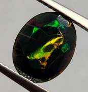 Silky black block pattern rainbow 1.96ct Black Opal