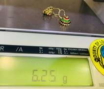 14kt Solid Yellow Gold, Emerald, Ruby, & Blue Sapphire Earrings