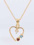 Favorite Yellow Gold Diamond and Tanzanite and Garnet Heart Pendant on Chain