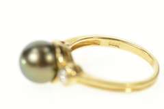 14K Yellow Gold 9.2mm Pearl Diamond Accent Statement Ring