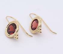Beautiful Yellow Gold Garnet Dangle Earrings