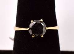 Brilliant Black Diamond Ring in 14K Yellow Gold