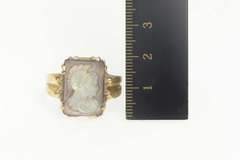 10K Yellow Gold Carved Mother of Pearl Two Face Couple Cameo Ring