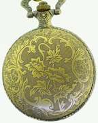 Unisex Bronze Tone Pendant Necklace Lion and Sward Pocket Quartz Watch