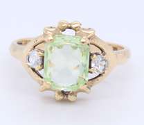 Fabulous Yellow Gold Green and Clear Topaz Cocktail Ring