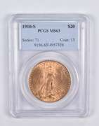 MS63 1910-S $20 Saint-Gaudens Gold Double Eagle PCGS