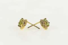 Sterling Silver Round Peridot Twist Design Statement Stud Earrings