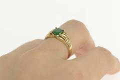 10K Yellow Gold 0.80 Ct Natural Emerald Classic Engagement Ring