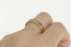 18K White Gold Diamond Two Tone Tiered Stripe Wedding Band Ring