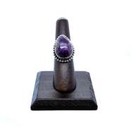 Tear-Drop Amethyst Stone in Tibetan Silver Ring