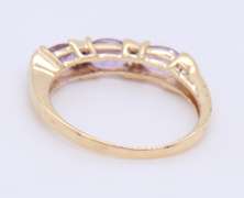 Fancy Yellow Gold 3 Morganite and Diamond Ring