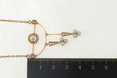 14K Yellow Gold Victorian Diamond Pearl Drop Statement Necklace