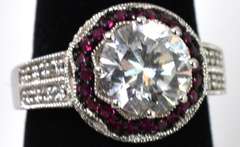 Sterling Silver CZ And Ruby Ring