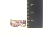 10K Rose Gold Amethyst Diamond Wavy Criss Cross Ring