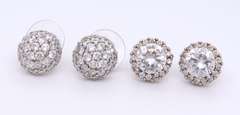 Pair of two Cubic Zirconia Sterling Silver Earrings