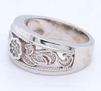 Dazzling White Gold Flower Style Diamond Band