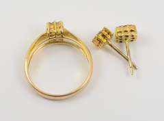 Nice Diamond & Gold Ring & Earring Suite