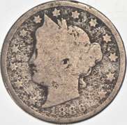 1886 Liberty V Nickel - With Cents