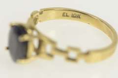 10K Yellow Gold Natural Sapphire Geometric Band Engagement Ring