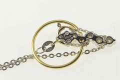 14K White Gold 0.50 Ctw Diamond Cluster Circle Drop Ring Necklace