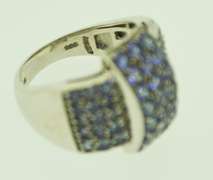 Sterling Silver Wide blue Crystal Ring