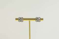 10K White Gold 0.20 Ctw Diamond Knot Twist Atom Stud Earrings