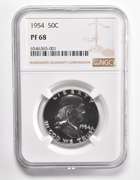 PF68 1954 Franklin Half Dollar - Graded NGC